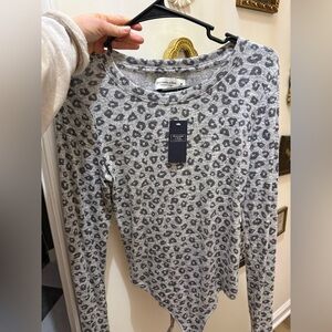 Abercrombie Gray Leopard Bodysuit